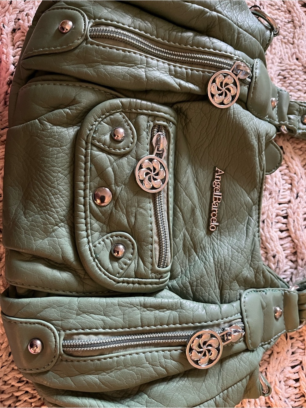 Green Quilted Shoulder Bag with Silver Hardware - Picture 7 of 8